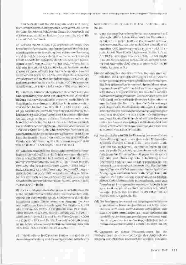 Vorschauseite 4: Wiederherstellungsanspruch auf einen untergegangenen Bewerbungsverfahrensanspruch zwecks effektiven Rechtsschutzes
