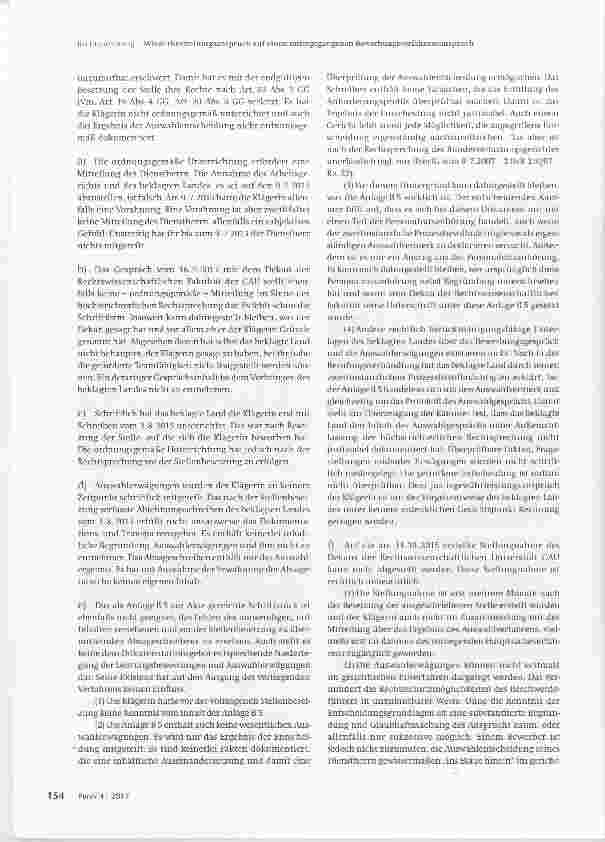 Vorschauseite 5: Wiederherstellungsanspruch auf einen untergegangenen Bewerbungsverfahrensanspruch zwecks effektiven Rechtsschutzes