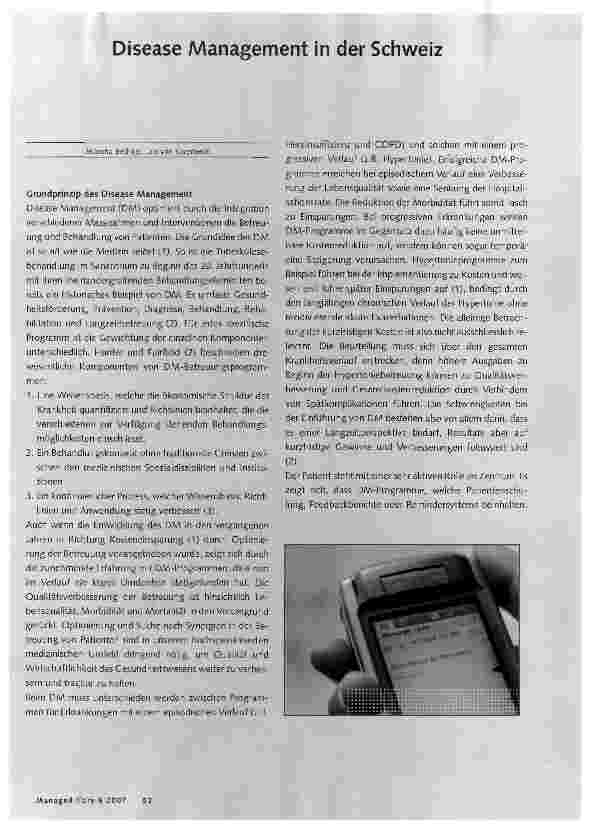 Vorschauseite 1: Disease Management in der Schweiz