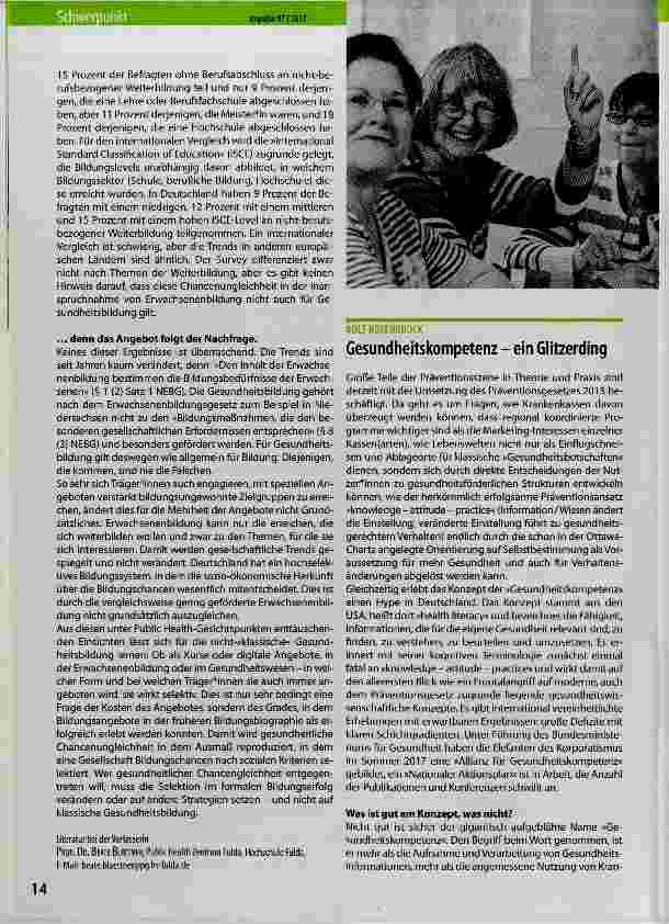 Vorschauseite 1: Gesundheitskompetenz - ein Glitzerding