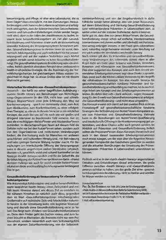 Vorschauseite 2: Gesundheitskompetenz - ein Glitzerding