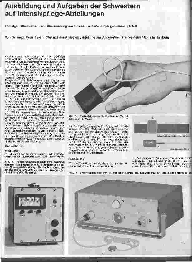 Vorschauseite 1: Ausbildung und Aufgaben der Schwester auf Intensivpflegeabteilungen 12. Folge: Die elektronische Überwachung von Patienten auf Intensivpflege