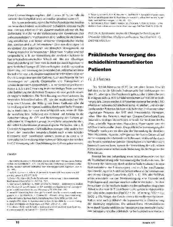 Vorschauseite 1: Präklinische Versorgung des schädelhirntraumatisierten Patienten