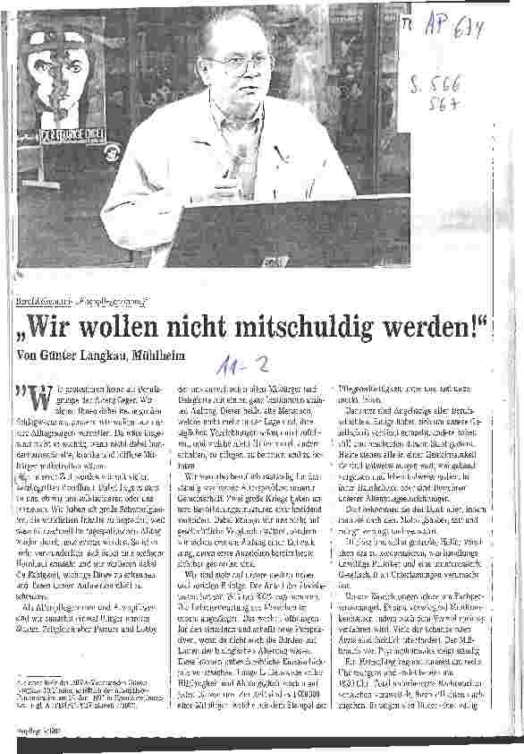 Vorschauseite 1: Wir wollen nicht mitschuldig werden!