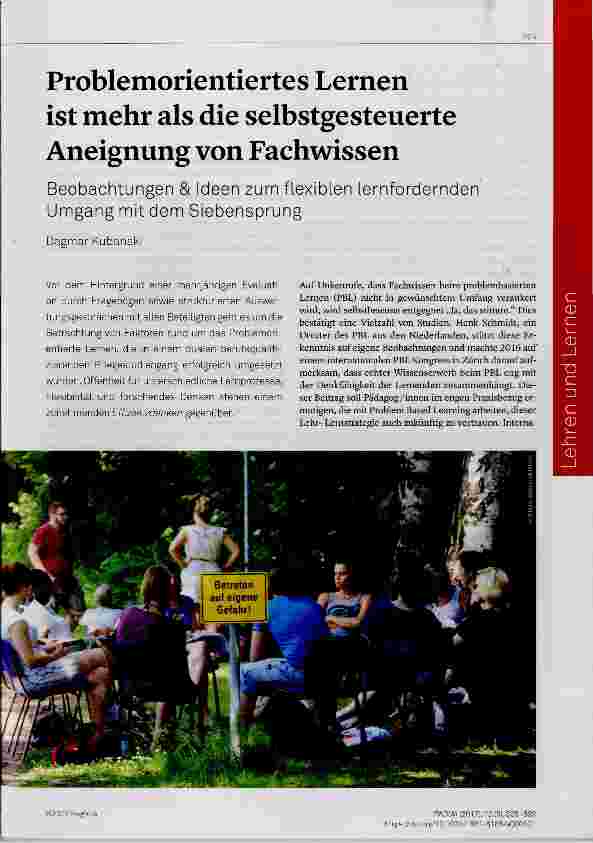 Vorschauseite 1: Problemorientiertes Lernen ist mehr als die selbstgesteuerte Aneignung von Fachwissen