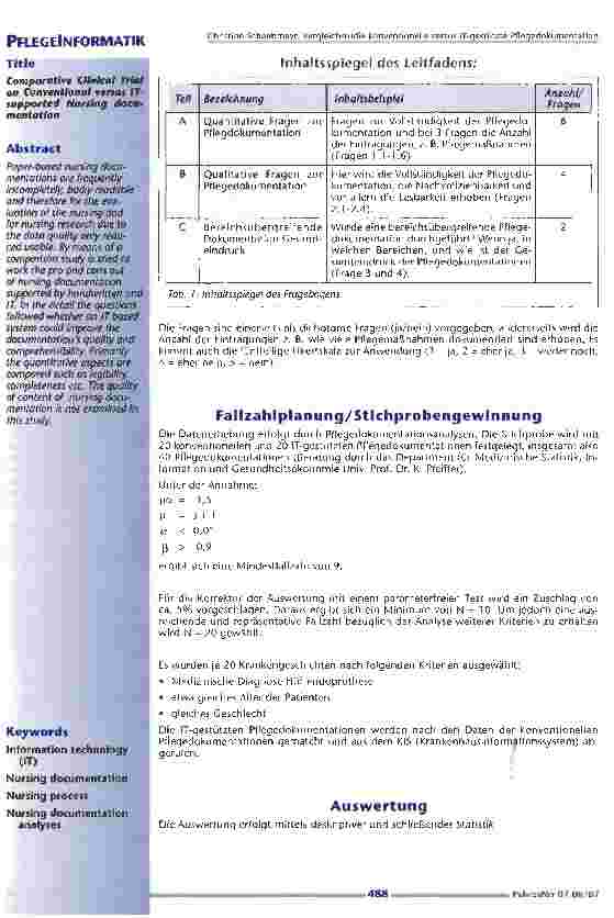 Vorschauseite 2: Vergleichstudie konventionelle versus IT-gestützte Pflegedokumentation