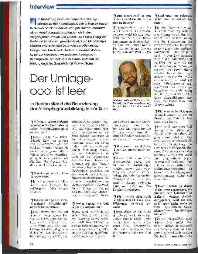 Vorschauseite 1: Der Umlagepool ist leer In Hessen steckt die Finanzierung der Altenpflegeausbildung in der Krise