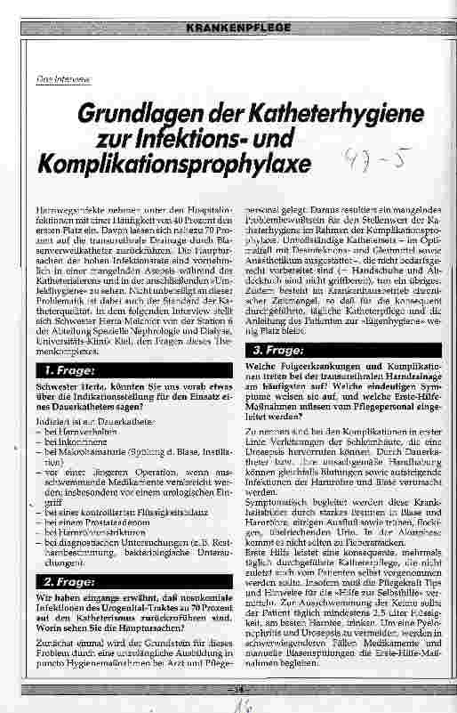 Vorschauseite 1: Grundlagen der Katheterhygiene zur Infektionsund Komplikationsprophylaxe