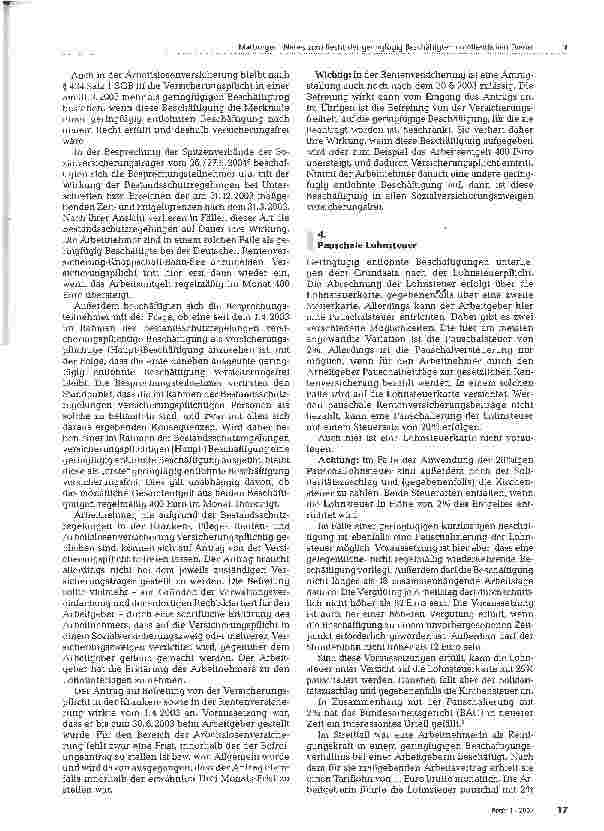 Vorschauseite 4: Neues zum Recht der geringfügig Beschäftigten im öffentlichen Dienst