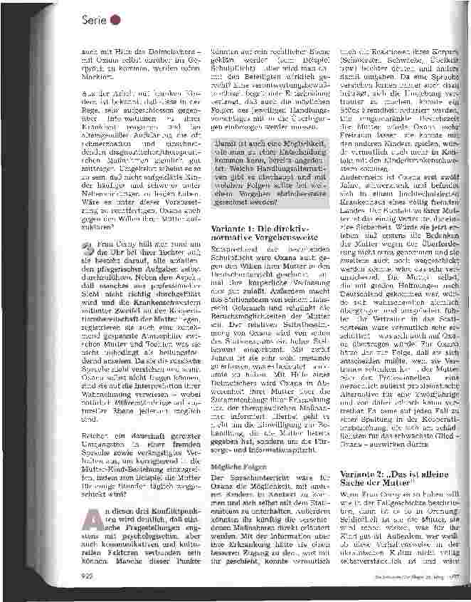 Vorschauseite 3: Ethische Konflikte in der Pflege 3. Folge: Kooperationsbeziehung zwischen Eltern, Kindern und Stationsteam