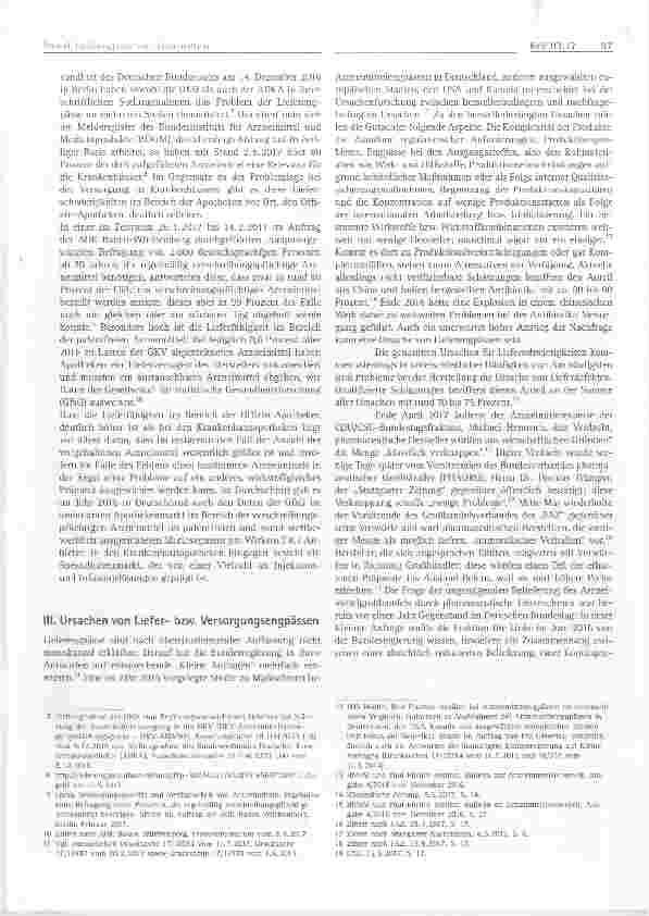 Vorschauseite 2: Lieferantenengpässe von Arzneimitteln: Fakten, Rechtslage und Handlungsvorschläge