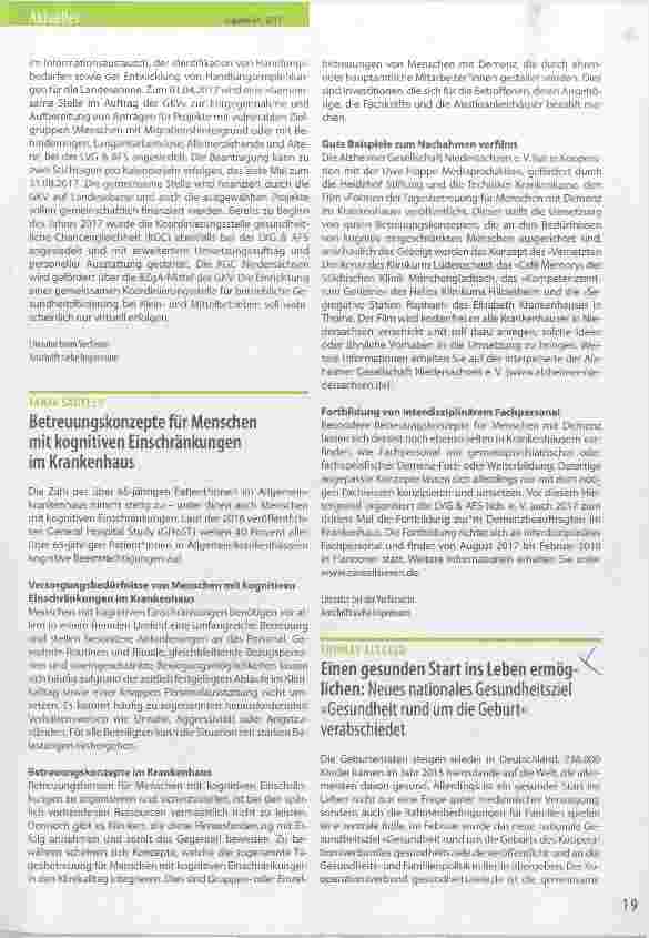 Vorschauseite 1: Einen gesunden Start ins Leben ermög liehen: Neues nationales Gesundheitsziel »Gesundheit rund um die Geburt« verabschiedet