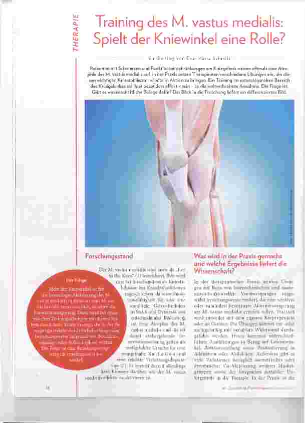 Vorschauseite 1: Training des M. vastus medialis: Spielt der Kniewinkel eine Rolle?