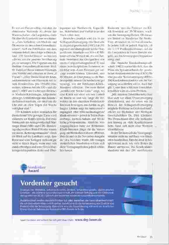 Vorschauseite 2: Bibliomed-Klinik-Stesstest Flächendeckend versorgt