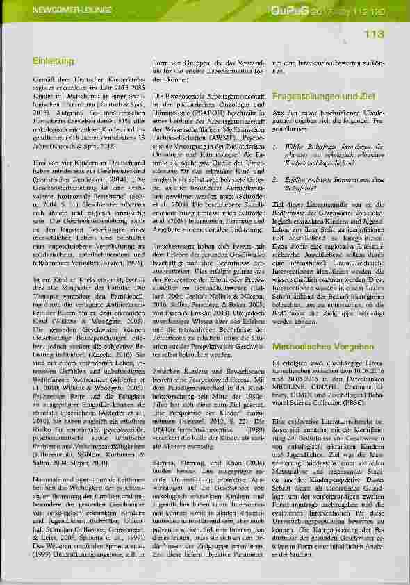 Vorschauseite 2: Interventionen zur Unterstützung von Geschwistern von onkologisch erkrankten Kindern und Jugendlichen.Eine internationale Literaturstudie aus der Betroffenenperspektive.