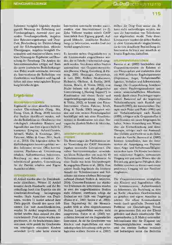 Vorschauseite 4: Interventionen zur Unterstützung von Geschwistern von onkologisch erkrankten Kindern und Jugendlichen.Eine internationale Literaturstudie aus der Betroffenenperspektive.