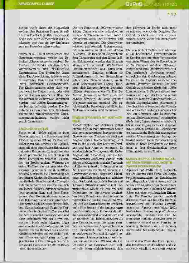 Vorschauseite 6: Interventionen zur Unterstützung von Geschwistern von onkologisch erkrankten Kindern und Jugendlichen.Eine internationale Literaturstudie aus der Betroffenenperspektive.