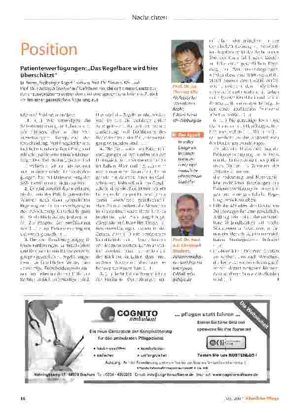 Vorschauseite 1: Patientenverfügungen:Das Regelbare wird hier überschätzt