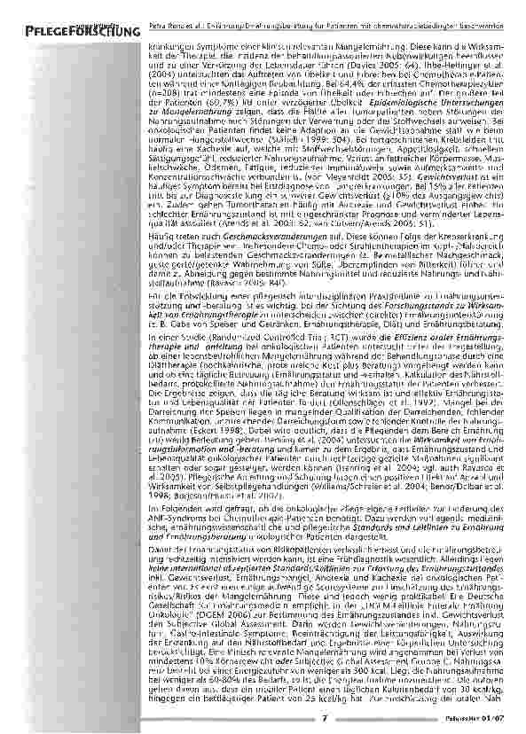 Vorschauseite 3: Ernährung/Ernährungsberatung für Patienten mit chemotherapiebedingten Beschwerden