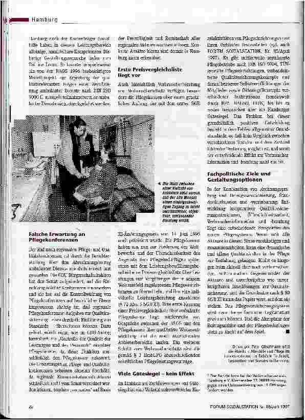 Vorschauseite 5: Hamburg und die Folgen Verbraucherschutz und Qualitätssicherung :Im Zentrum des Pflegerversicherung ssystems rumort es