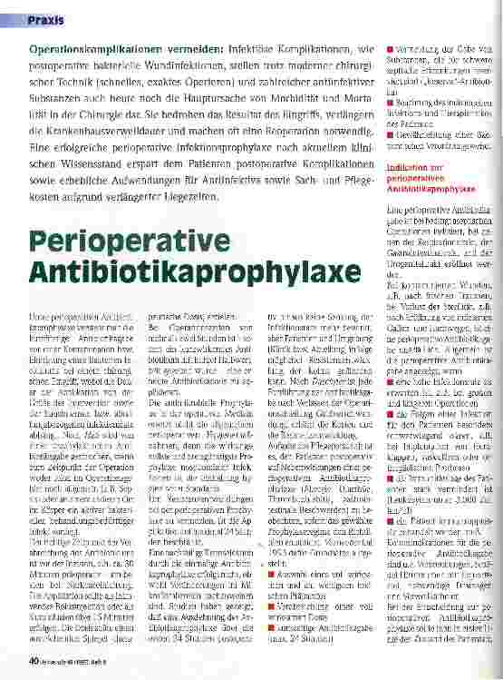 Vorschauseite 1: Perioperative Antibiotikaprophylaxe Operationskomplikationen vermeiden