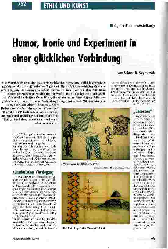 Vorschauseite 1: Sigmar-Polke-Ausstellung: Humor, Ironie und Experiment in einer glücklichen Verbindung
