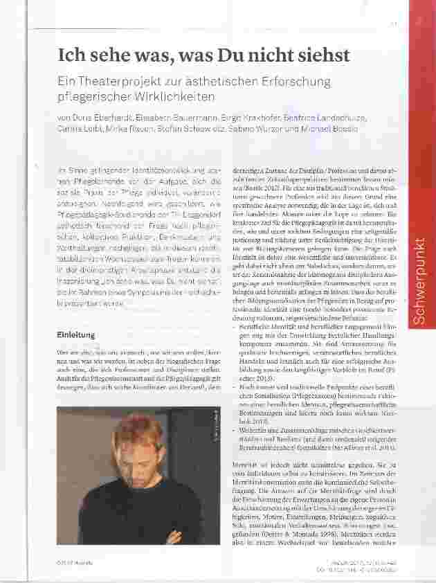 Vorschauseite 1: Ich sehe was, was Du nicht siehst Ein Theaterprojekt zur ästhetischen Erforschung pflegerischer Wirklichkeiten