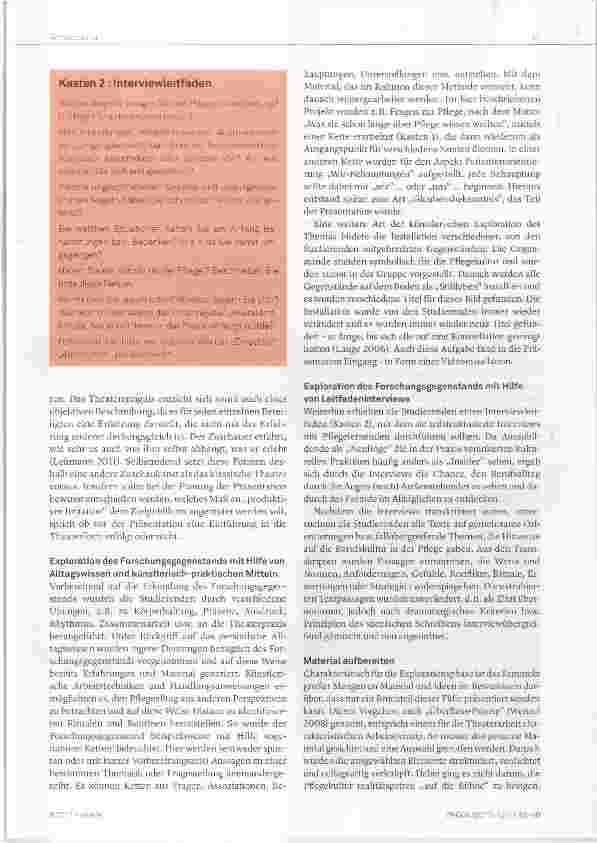 Vorschauseite 5: Ich sehe was, was Du nicht siehst Ein Theaterprojekt zur ästhetischen Erforschung pflegerischer Wirklichkeiten