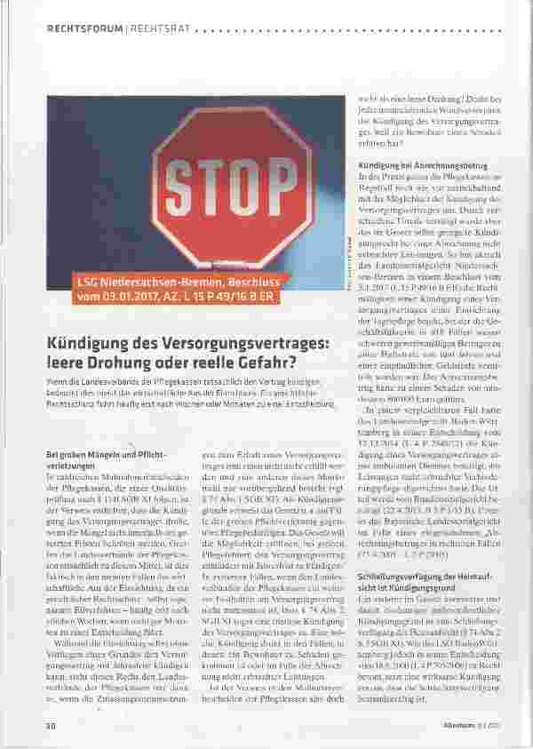 Vorschauseite 1: Kündigung des Versorgungsvertrages: leere Drohung oder reelle Gefahr?