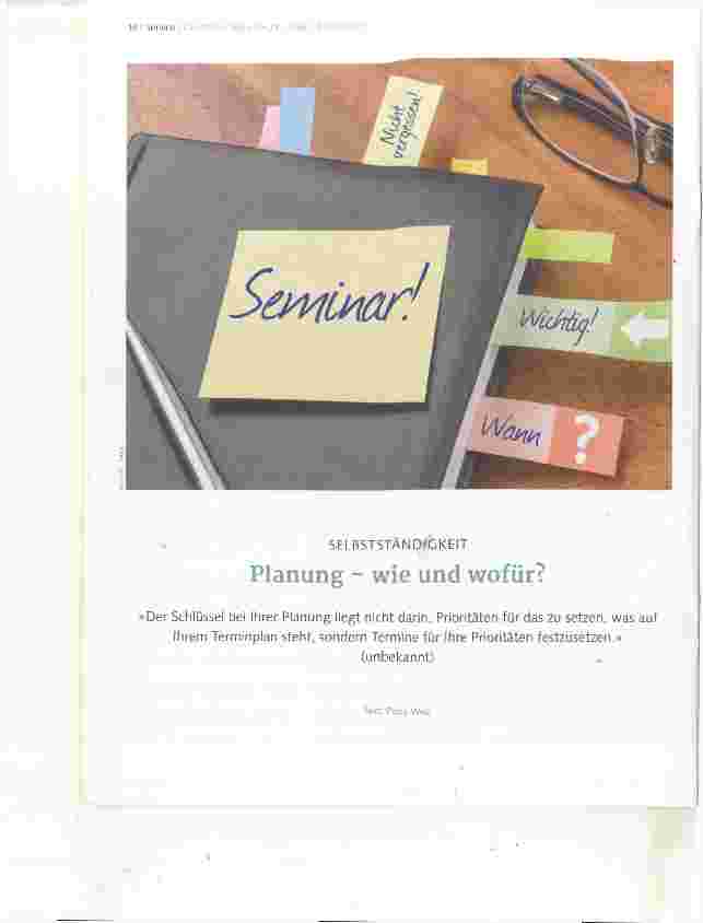 Vorschauseite 1: Planung - wie und wofür?