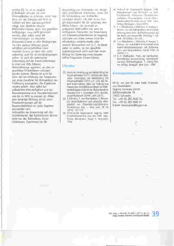 Vorschauseite 4: Zur Wirksamkeit der Kombination von Xylometazolinhydrochlorid und Dexpanthenol gegen Bakterien, Hefen und Viren