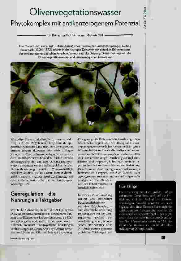 Vorschauseite 1: Olivenvegetationswasser Phytokomplex mit antikanzerogenem Potenzial 5