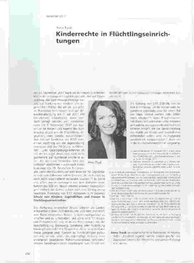 Vorschauseite 1: Kinderrechte in Flüchtlingseinrichtungen
