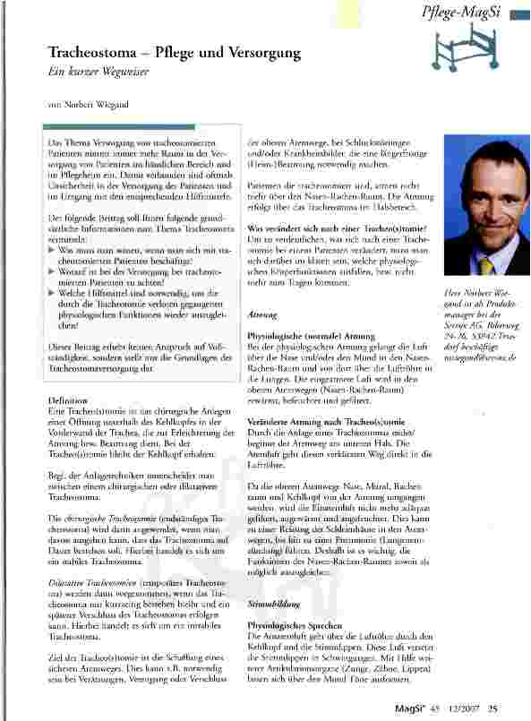 Vorschauseite 1: Tracheostoma — Pflege und Versorgung