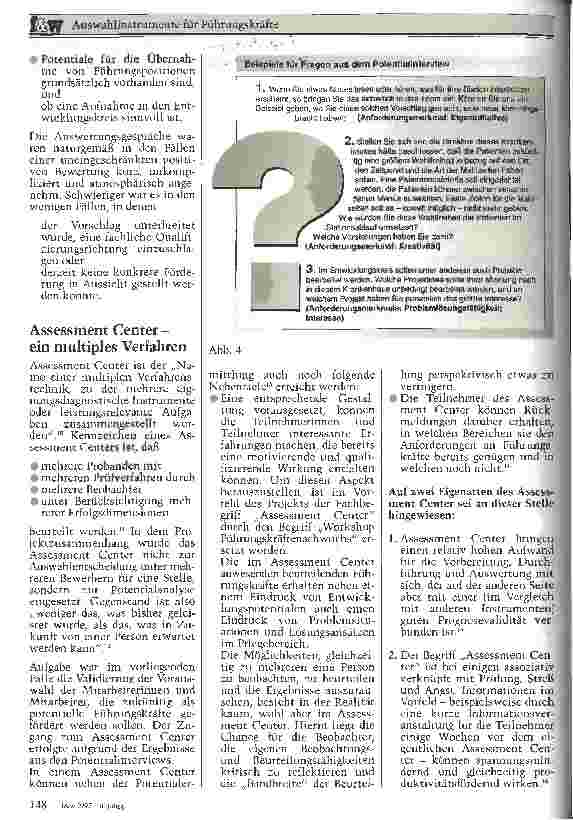 Vorschauseite 4: Auswahlinstrumente für Führungskräfte Potentialinterview und Assessment Center bei der Personalentwicklung im Pflegebereich