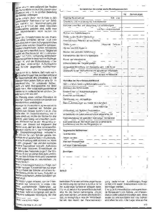 Vorschauseite 2: Konzept für den Schülereinsatz auf einer Intensivstation