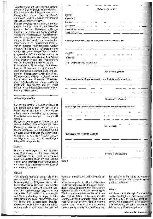 Vorschauseite 3: Konzept für den Schülereinsatz auf einer Intensivstation