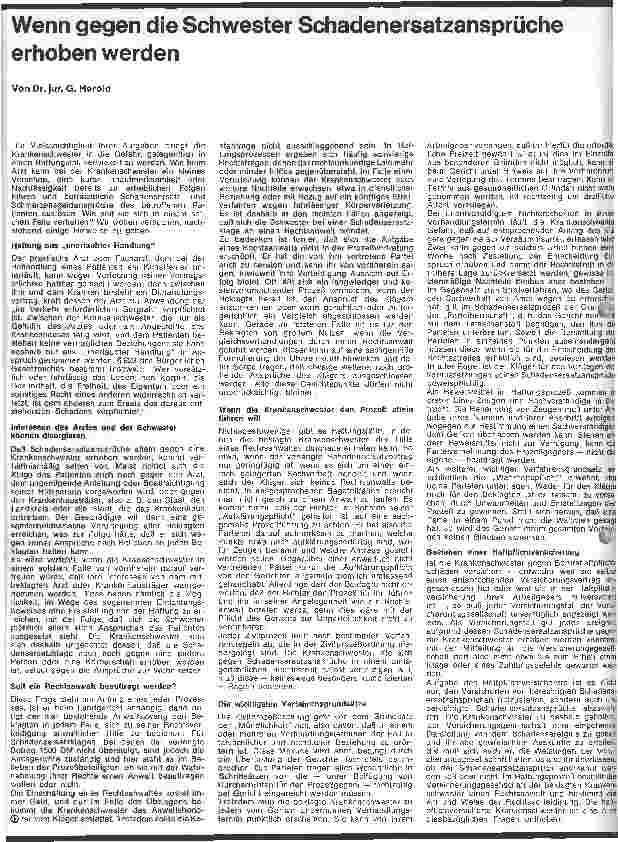 Vorschauseite 1: Wenn gegen die Schwester Schadenersatzansprüche erhoben werden