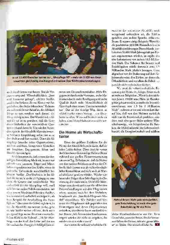 Vorschauseite 4: Zwischen Wirtschaftlichkeit und sozialer Verantwortung Die Altenpflege 97 in Nürnberg