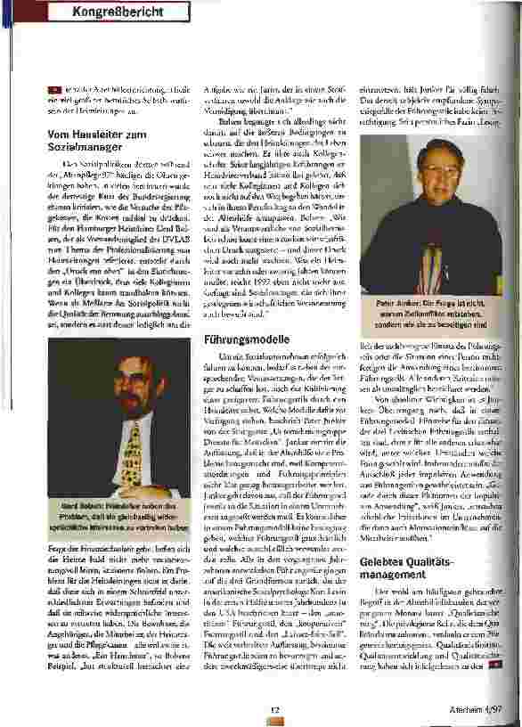 Vorschauseite 5: Zwischen Wirtschaftlichkeit und sozialer Verantwortung Die Altenpflege 97 in Nürnberg