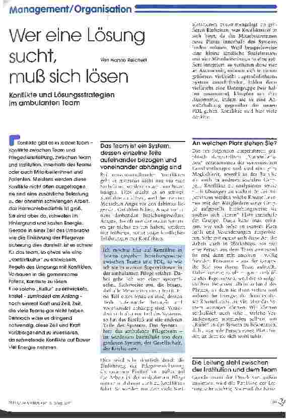 Vorschauseite 1: Wer eine Lösung sucht, muß sich lösen Konflikte und Lösungsstrategien im ambulanten Team