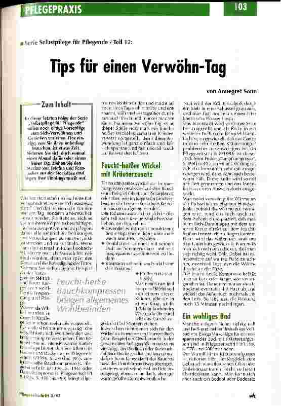 Vorschauseite 1: Tips für einen Verwöhn-Tag Serie Selbstpflege für Pflegende
