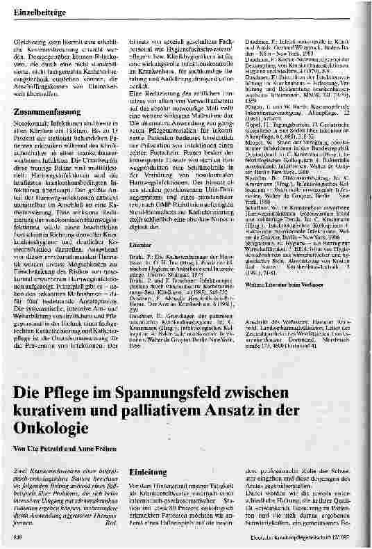 Vorschauseite 1: Die Pflege im Spannungsfeld zwischen kurativem und palliativem Ansatz in der Onkologie