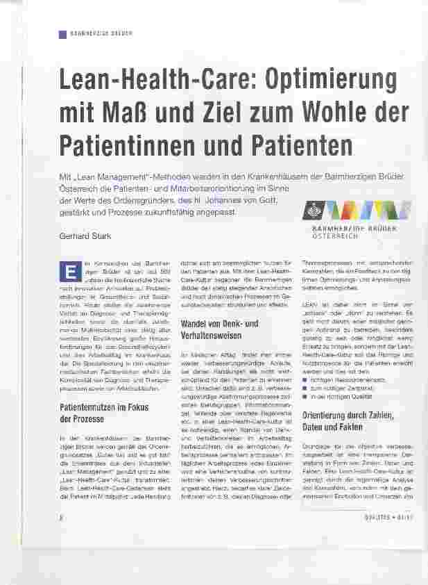 Vorschauseite 1: Lean-Health-Care; Optimierung mit Maß und Ziel zum Wehle der Patientinnen und Patienten