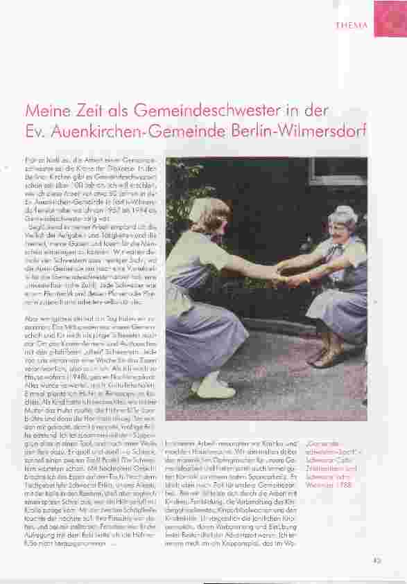 Vorschauseite 1: Meine Zeit als Gemeindeschwester in der Ev. Auenkirchen-Gemeinde Berlin-Wilmersdorf