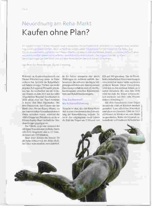 Vorschauseite 1: Neuordnung am Reha-Markt Kaufen ohne Plan?