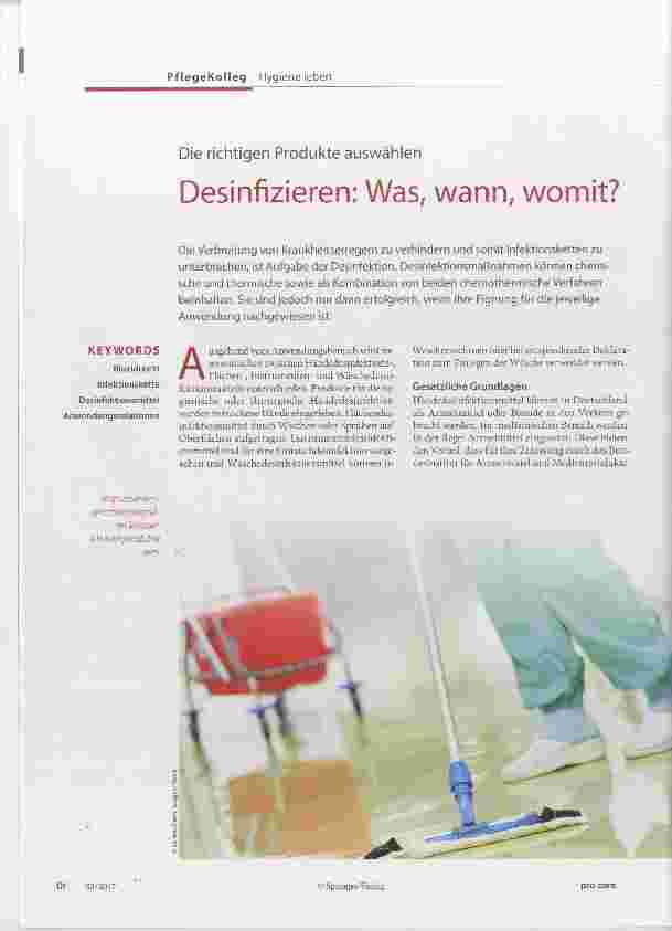 Vorschauseite 1: Die richtigen Produkte auswählen Desinfizieren: Was, wann, womit?