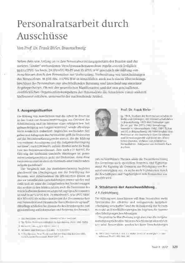Vorschauseite 1: Personalratsarbeit durch Ausschüsse
