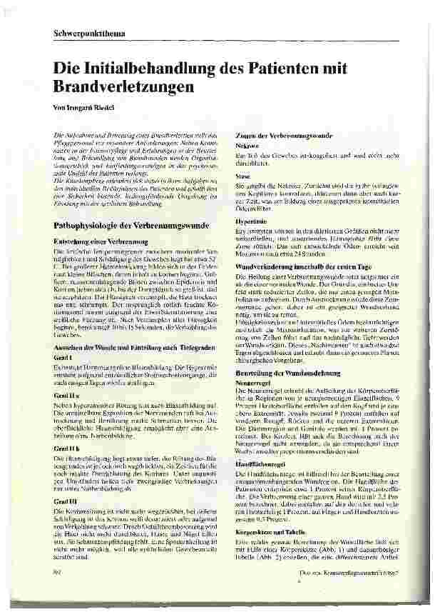 Vorschauseite 1: Die Initialbehandlung des Patienten mit Brandverletzungen