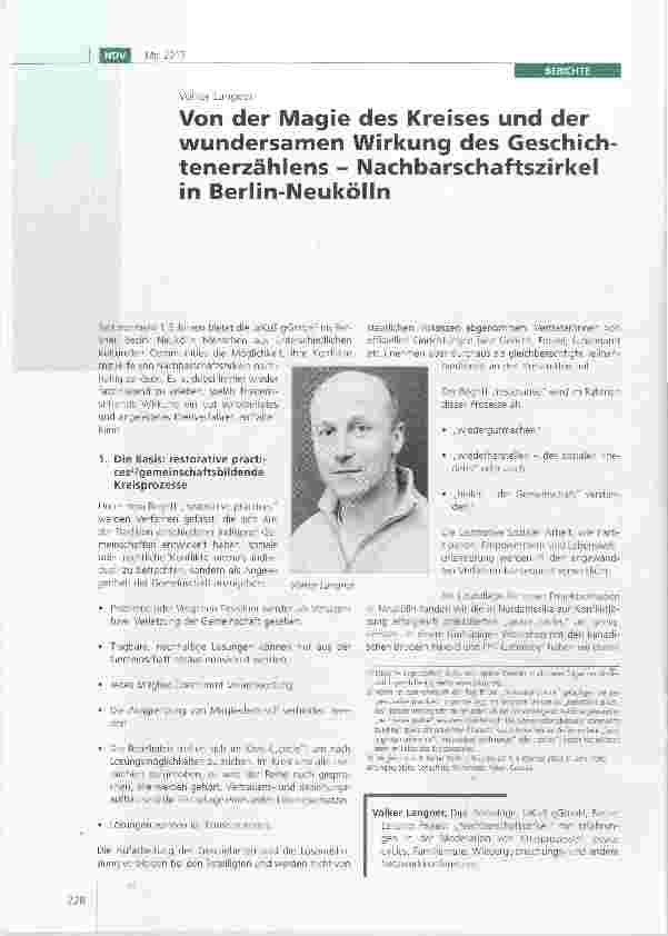 Vorschauseite 1: Von der Magie des Kreises und der wundersamen Wirkung des Geschiechtenerzählens Nachbarschaftszirkel in Berlin-Neukölln
